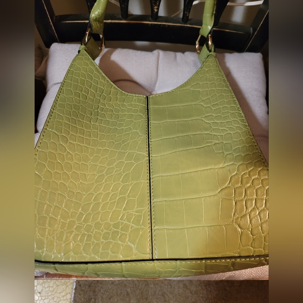 Green Crocodile-Embossed Women's Bag